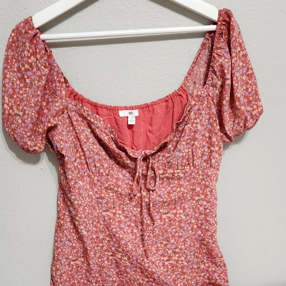 Red floral mini dress